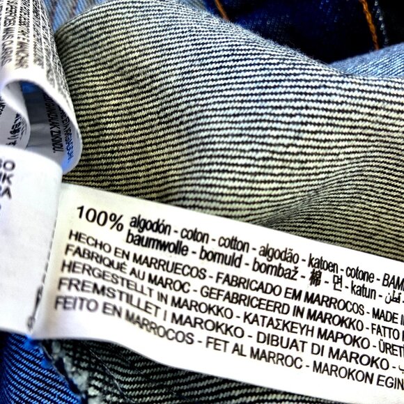 Zara Button Front Long Sleeve Collared Jean Jacket Blue Womens Extra Small XS - Picture 14 of 15